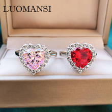 Luomansi Heart-shaped Gemstone 10*10 Red High Carbon Diamond Ring Female Commemorative Party Birthday Gift 2024 - buy cheap