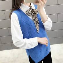 2020 New Spring Autumn Korean Preppy Style Vest Women Elegant Student V-neck Pullover Knitting Tops Solid Outerwear Vests A56 2024 - buy cheap