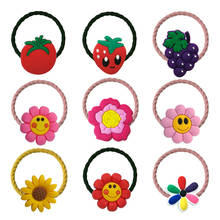 1Pcs Cute Flower Fruit Elastic Hair bands Ring Cartoon For Girls  Hair Accessories Hair Ropes  Gifts For Kids Christmas Birthday 2024 - buy cheap
