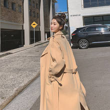 2020 New fashion Spring Autumn female trench coat Khaki black Loose Outerwear Woman Worker Streetwear Long windbreaker with belt 2024 - buy cheap
