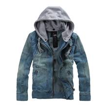 Plus Size M-5XL Denim Jacket Men Hooded Sportswear Outdoors Casual Fashion Jeans Jackets Hoodies Cowboy Mans Jacket and Coat 2024 - buy cheap