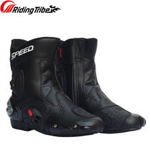 Botas de Motocross para hombre y mujer, zapatos de carreras todoterreno, antideslizantes y anticolisión, calzado protector para motociclista, color negro, A004 2024 - compra barato