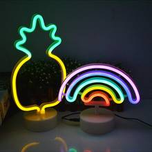 Светодиодный ночной светильник s неоновый светильник фламинго кокосовой пальмы кактус единорог Форма лампа красочная для спальни детского подарка настольный ночной светильник 2024 - купить недорого