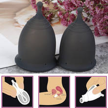 Copa Menstrual reutilizable para mujer, vaso de higiene femenina, de silicona 100%, color negro, 1 ud. 2024 - compra barato