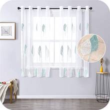 XUNTUO Leaf Embroidery Christmas Modern Short Sheer Curtains for Living Room Bedroom Kids CortinasTulle Kitchen Window Treatment 2024 - buy cheap