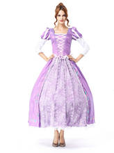 Traje de princesa medieval renascentista, vestido longo roxo espaçado para mulheres adultas, dia das bruxas, rapunzel, vestido de princesa 2024 - compre barato