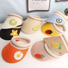 Maershei-sombrero de paja de verano para niño y niña, conjunto de bolsa de sombrero de copa vacío con fruta bonita, visera para el sol, sombrero de playa, gorras de visera 2024 - compra barato