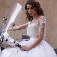 Booma роскошное кружевное свадебное платье с бусинами на спине illusin с длинным шлейфом, элегантное платье принцессы с круглым вырезом для женщин 2024 - купить недорого
