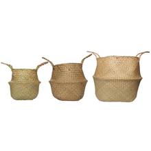 Natural Grass Handmade Foldable Flower Basket Laundry Bag Home Garden Decoration Plant Pot Storage Baskets 2024 - buy cheap