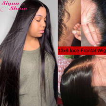 Siyun-Peluca de cabello humano liso de 13x6 para mujer, postizo de encaje frontal con densidad de 250, pelo brasileño Remy predespuntado, 30 pulgadas 2024 - compra barato
