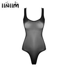 Women Exotic Ladies Glossy Scoop Neck Sleeveless Bodysuit Underwear See-through Leotard for Lingerie Party Teddies Bodycon 2024 - buy cheap