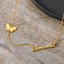 Fashion Custom Gold Chain Stainless Steel Name Necklace With Butterfly For Women Personalized Letter Gold Choker Necklace Gift 2024 - buy cheap