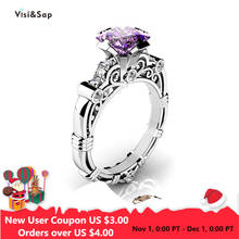 Visisap Vintage Pattern Engraved Colorful Zirconia Rings for Women Dropshipping 5 Color Options Anniversary Ring Supplier B1465 2024 - buy cheap