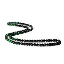 Fashion Sweater Necklace For Women Natural Black Onyx With Green Tiger Eye Stone Beads Yoga Necklaces Men Jewelry New Design 8MM 2024 - buy cheap