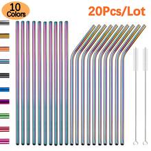 6*215mm Colorful 304 Stainless Steel Drinking Straw Eco-friendly Reusable Metal Bent Straws Set Party Favor Bar Accessory 2024 - buy cheap