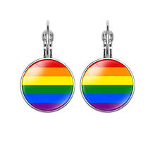 Clip de oreja de arcoíris LGBT para niña, pendiente de Orgullo Gay sin Piercing, para amantes de las mujeres, pendientes de fiesta, joyería 2024 - compra barato