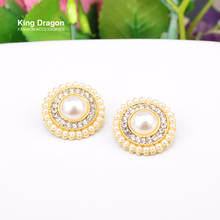 King Dragon Rhinestone Pearl Buttons For Clothes Shank Back 22MM 5PCS/Lot Gold Color KD587 2024 - buy cheap