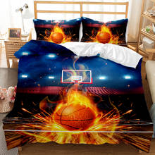 Juego de cama de la serie de baloncesto Super Fire, textiles para el hogar para adolescentes, cubierta de edredón con fundas de almohada, tamaños Queen y King 2024 - compra barato