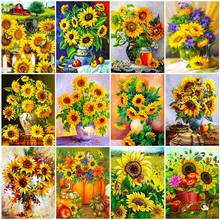 5D Round Diamond Embroidery Sunflowers Cross Stitch 5D Diamond Painting Flower Full Square Rhinestones Mosaic Home Decoration 2024 - buy cheap