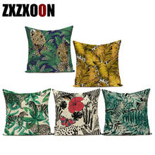 Decorative Pillows Tropical Plant Palm Leaves Animals Tiger Zebra Polyester Sofa Home Decor Cojines Cushion Cover Pillowcase 2024 - buy cheap