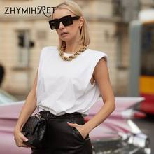 Zhymihret 2020 verão branco solto sem mangas topo das mulheres o pescoço camis casual básico esporte colete topos feminino streetwear tanque 2024 - compre barato