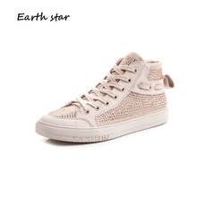 Rhinestone Platform Shoes Women White Sneakers Crystals Shoes Fashion Brand Lady White footware Female Increased Chaussure Bling 2024 - buy cheap