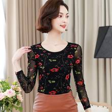 Women's Spring Summer Style Lace Blouses Shirt Women's O-neck Printed Long Sleeve Elegant Casual Lace Tops SP8735 2024 - buy cheap