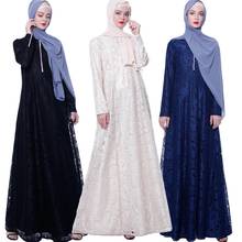 Элегантное мусульманское абайя Макси платье кружевной кафтан турецкий цзилбаб Дубай женский Дубай свободный молитвенный свободный халат винтажные мусульманские платья 2024 - купить недорого
