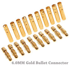 20pairs 4.0mm 4mm Gold Bullet Connector For RC Lipo Battery ESC Motor Airplane Drone Car Truck Buggy Helicopter Toys DIY Parts 2024 - buy cheap