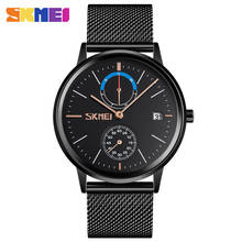 Skmei relógio masculino de marca 9182, relógio impermeável com pulseira de aço inoxidável quartzo, fashion para homens 2024 - compre barato