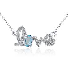 GEM'S BALLET 925 Sterling Silver Love Pendant Necklace 0.29Ct Natural Swiss Blue Topaz Gemstone For Women Wedding Fine Jewelry 2024 - buy cheap