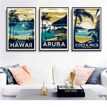 Wall Art Vintage Painting Aruba Seascape Hawaiian Painting Canvas Print Poster Nordic about Bar Cafe Horse Decoration Picture 2024 - buy cheap