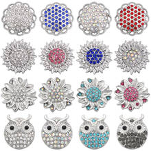 5pcs/lot New Snap Button Jewelry Rhinestone Sunflower Owl 18mm Metal Snap Buttons Fit DIY Snap Bracelet Interchangeable Jewelry 2024 - buy cheap