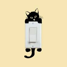 Adesivo de interruptor de parede com animais engraçados, acessórios de decoração para casa, adesivo de parede para decoração de quarto de gato 2024 - compre barato