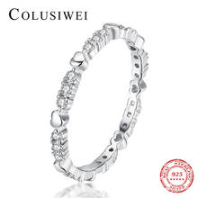 Colusiwei-anillo de compromiso de plata de ley 2020 para mujer, joyería fina brillante, corazón apilable, CZ claro, 925 2024 - compra barato