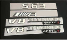 Chrome S63 AMG V8 BITURBO 4MATIC+ Trunk Fender Badges Emblems for Mercedes 2024 - buy cheap