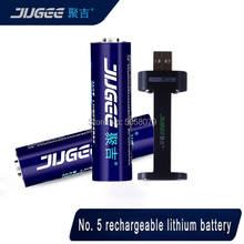 Jugee-bateria de lítio aa e usb recarregável, 2 peças, 1.5v, 3000mwh, 2000mah, li-polímero, li-ion, carregador usb 2024 - compre barato
