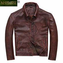 Leather Winter Autumn Genuine Jacket Men Streetweaar Real Sheepskin Coat Man Moto Biker Vintage Cow Leather Jackets U-YYD 2024 - buy cheap