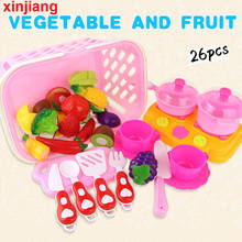 26pcs Cutting Vegetable & Fruits Set with Basket Cooker Pink Kitchen Toys Set Pretend Play Toy for Kids Girls Gift 3 Years Old 2024 - buy cheap