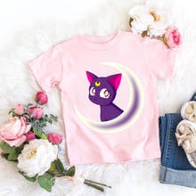 Summer New Fashion Cute Cartoon Cat Children T-shirts Japanese Amine Sailor Girls T-shirt Kids Casual Short Sleeve Tops Tee 2024 - buy cheap