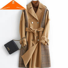 Abrigo elegante de lana para Mujer, chaqueta de lana con cinturón largo Vintage coreano, Desigual, 100%, invierno, 2020 2024 - compra barato