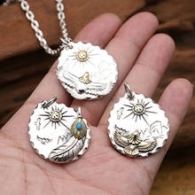 S925 joias de prata esterlina retro tailandesa pena de prata artesanal vôo águia etiqueta personalidade homens e mulheres pingente 2024 - compre barato