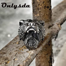 Wholesale  Punk Rock Bear Warriro Biker Viking Vintage Ring Stainless Steel For Man Animal Nordic Jewelry Party Gift 169 2024 - buy cheap