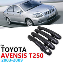 Juego de manijas de puerta de fibra de carbono para Toyota Avensis MK2, T250, T25, 2003 ~ 2009, Color negro, accesorios de estilo, 2004, 2005 2024 - compra barato