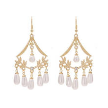 Imitation pearls Water Drop Earrings for Women Trendy Jewelry Tree Leaves Baroque Dangle Earring Banquet Delicate Earing 2024 - buy cheap