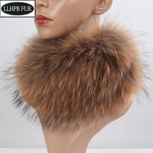 Bufanda de anillo de piel de zorro para mujer, calentador de cuello de piel Natural, de lujo, para invierno 2024 - compra barato