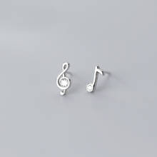MloveAcc 100% Solid 925 Sterling Silver Zirconia Sweet Cute Music Note Stud Earrings Fashion Jewelry for Women Pierced Earring 2024 - buy cheap
