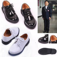 Zapatos de cuero con cordones para niños, calzado escolar de piel sintética, planos, para baile de boda, color negro, novedad 2024 - compra barato