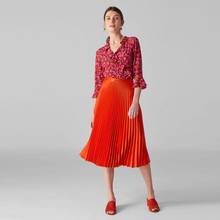 Faldas plisadas rojas de satén para mujer, falda de media pantorrilla, a la medida, con cremallera 2024 - compra barato