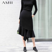 AMII Minimalism Autumn Solid  Women Skirt Fashion Causal High Waist Irregular Hem Knee-length Female Skirt 11870184 2024 - buy cheap